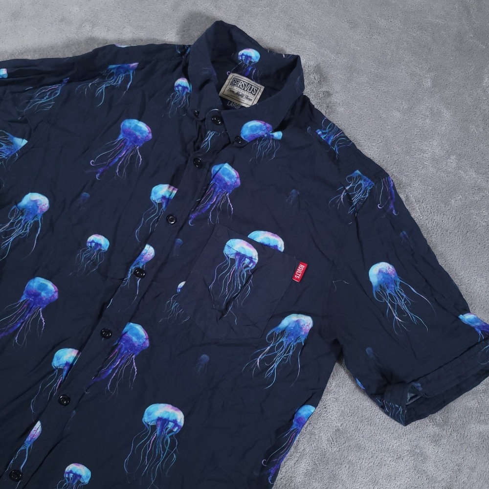 RSVLTS Shirt Mens Large Jellyfish All Over Print Short Sleeve Original Issue